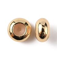 Brass Beads, with Silicone inside, Slider Beads, Stopper Beads, Long-Lasting Plated, Rondelle, Real 14K Gold Plated, 7.5x4mm, Hole: 1.4mm(KK-WH0044-52C-G)