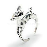 Adjustable Alloy Cuff Finger Rings, Deer, Size 6, Antique Silver, 16mm(RJEW-S038-073)