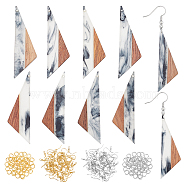 Olycraft DIY Dangle Earring Making Kits, Including Resin & Triangle Walnut Wood Pendants, Brass Earring Hooks & Jump Rings, Colorful, 58pcs/box(DIY-OC0005-86)