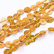 Plastic Paillette Lace, Sequins Polyester Tassels, Garment Accessories, Gold, 1/4 inch(6mm), about 6.5yards/strand(5.94m/strand)(FIND-WH0043-49A)