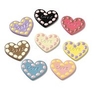 Valentine's Day Opaque Resin Cabochons, for Jewelry Making, Mixed Color, Heart with Love, 24.5x29.5x3mm(RESI-F050-11)