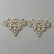 Felt Sew on Ornament Accessories, Rhinestone & Plastic Imitation Pearl Beaded Appliques, Gold, 97x120x13mm(DIY-WH0449-04D)