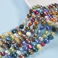 Dyed Natural Cultured Freshwater Pearl Beads Strands, Two Sides Polished, Mixed Color, 7~8x7~10x4~6mm, Hole: 0.8mm, about 44~45pcs/strand, 13.4 inch(PEAR-R012-20)