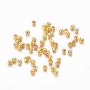 Iron Spacer Beads, Cadmium Free & Nickel Free & Lead Free, Round, Golden, about 2mm in diameter, hole: 0.8mm(E004-NFG)