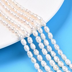 Natural Cultured Freshwater Pearl Beads Strands, Rice, Creamy White, 3.5~6x4~4.5mm, Hole: 0.7~0.8mm, about 59~60pcs/strand, 13.58''(34.5cm)(PEAR-N012-04S)