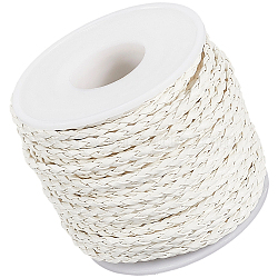 19M Braided Imitation Leather Cords, Round Bracelet Findings, White, 3x3mm(LC-CL0001-02B)