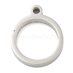 Non-Tarnish 304 Stainless Steel Laser Cut Pendants, Ring Charm, Stainless Steel Color, 17.5x15x3mm, Hole: 2mm(STAS-U009-06A-01)