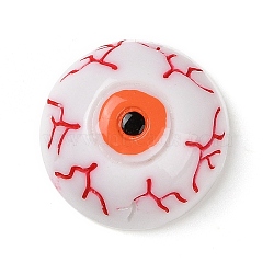 Bloodshot Eye Halloween Opaque Resin Decoden Cabochons, Halloween Jewelry Craft, Dark Orange, 24x11.5mm(RESI-R446-02Q)