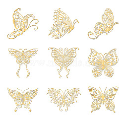Nickel Decoration Stickers, Metal Resin Filler, Epoxy Resin & UV Resin Craft Filling Material, Golden, Butterfly, 40x40mm, 9pcs/set(DIY-WH0450-116)
