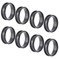 10Pcs Stainless Steel Grooved Finger Ring Settings, Ring Core Blank, for Inlay Ring Jewelry Making, Gunmetal, US Size 11 1/2(20.9mm)(STAS-UN0039-22A)