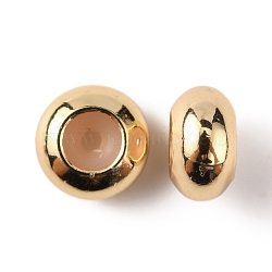 Brass Beads, with Silicone inside, Slider Beads, Long-Lasting Plated, Rondelle, Real 14K Gold Plated, 7.5x4mm, Hole: 1.4mm(KK-WH0044-52C-G)