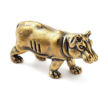 Brass Rhinoceros Figurines, for Home Office Desktop Decoration, Antique Bronze, 46x13x25mm