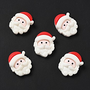 Opaque Christmas Resin Cabochons, Santa Claus, Red, White, 23x18x7.5mm