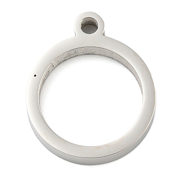 Non-Tarnish 304 Stainless Steel Laser Cut Pendants, Ring Charm, Stainless Steel Color, 17.5x15x3mm, Hole: 2mm