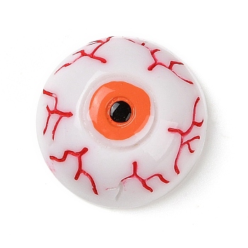 Bloodshot Eye Halloween Opaque Resin Decoden Cabochons, Halloween Jewelry Craft, Dark Orange, 24x11.5mm