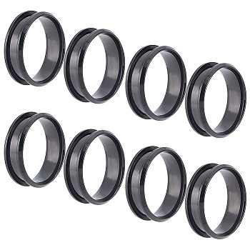 10Pcs Stainless Steel Grooved Finger Ring Settings, Ring Core Blank, for Inlay Ring Jewelry Making, Gunmetal, US Size 11 1/2(20.9mm)