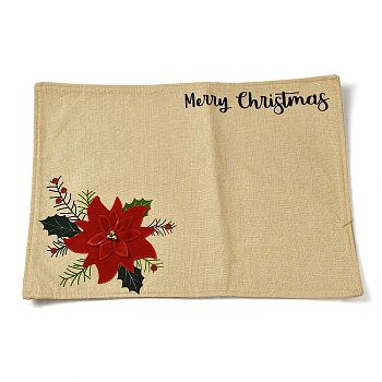 Merry Christmas Red Flower Placemat Table Mat Desktop Decoration, Wheat, 334x460x2mm