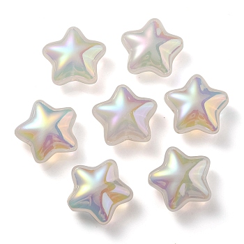 UV Plating Rainbow Iridescent Imitation Jelly Acrylic Beads, Star, WhiteSmoke, 19x20x9mm, Hole: 2mm
