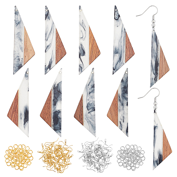 Olycraft DIY Dangle Earring Making Kits, Including Resin & Triangle Walnut Wood Pendants, Brass Earring Hooks & Jump Rings, Colorful, 58pcs/box