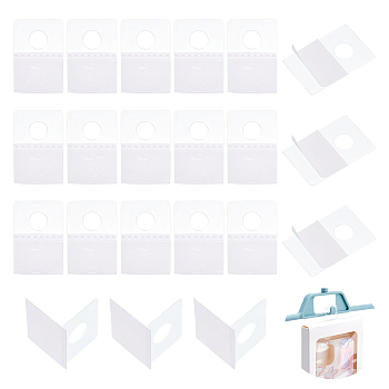300Pcs Transparent PVC Self Adhesive Hang Tabs, with Euro Slot Hole Foldable, for Store Retail Display Tabs, Clear, 3.8x2.6x0.05cm, Hole: 10mm