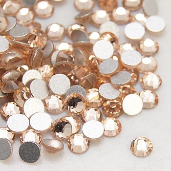 Glass Flat Back Rhinestone, Grade A, Back Plated, Faceted, Half Round, Light Peach, SS10, 2.7~2.8mm, 1440pcs/bag