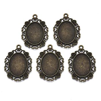 Tibetan Style Alloy Pendant Cabochon Settings, Oval, Cadmium Free & Lead Free, Antique Bronze, Tray: 25x18.5mm, 40.5x29x1.5mm, Hole: 2mm, about 227pcs/1000g