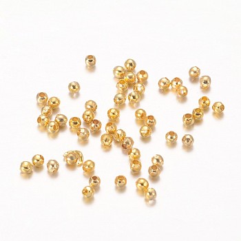 Iron Spacer Beads, Cadmium Free & Nickel Free & Lead Free, Round, Golden, about 2mm in diameter, hole: 0.8mm