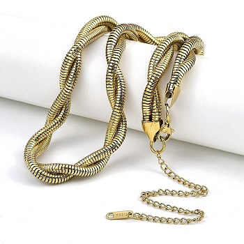 304 Stainless Steel Double Layer Round Snake Chain Necklaces, Real 14K Gold Plated, 17.72 inch(45cm)