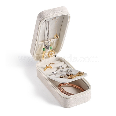 Floral White Rectangle Imitation Leather Jewelry Set Boxes