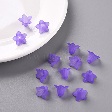 Perlas de flores de acrílico transparentes esmeriladas de color púrpura(X-PLF018-15)-7