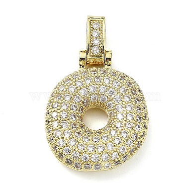Real 18K Gold Plated Clear Letter O Brass+Cubic Zirconia Pendants