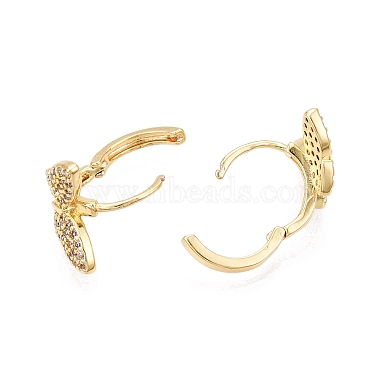 Butterfly Clear Cubic Zirconia Hoop Earrings(EJEW-N054-61G)-3