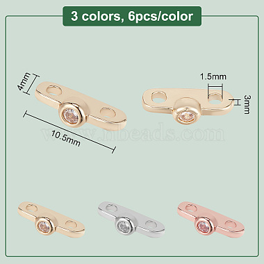 18Pcs 3 Colors Brass Micro Pave Clear Cubic Zirconia Slide Charms(KK-GO0001-29)-2