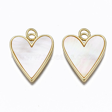 Real 16K Gold Plated Creamy White Heart Freshwater Shell Pendants