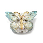 Polymer Clay Rhinestone Beads, Butterfly Acrylic Double-sided Decorative Beads, for DIY Jewelry, Keychains and Beadable Pens, Dark Turquoise, 26x38x17mm, Hole: 1.8mm(CLAY-NH0001-07E)