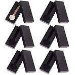 Cardboard Watch Boxes, with Sponge Inside, Rectangle, Black, 14.5x6.5x3.2cm, Inner Diameter: 13.9x5.9x2.6cm(CBOX-WH0009-02)