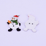 2-Hole Printed Wooden Buttons, for Sewing Crafting, for Christmas, Dyed, Christmas Snowman with Star, Colorful, 31.5x21.5x2.5mm, Hole: 2.5mm(WOOD-WH0104-09)