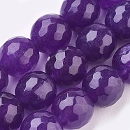 Natural Malaysia Jade Beads Strands, Dyed, Faceted, Round, Indigo, 8mm, Hole: 1mm, about 45pcs/strand, 14.9 inch(G-K288-8mm-08)