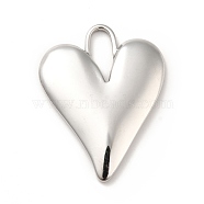 304 Stainless Steel Pendants, Heart Charms, Stainless Steel Color, 33x25x3mm, Hole: 11.5x4.5mm(STAS-H172-06P)