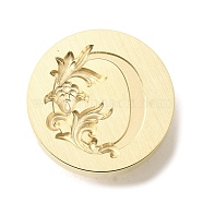 Wax Seal Brass Stamp Heads, Flower Letter Series, Golden, Letter O, 25.5x14mm, Hole: 7mm(AJEW-D301-02G-O)