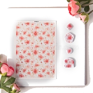 Flower Pattern Ceramics Clay Water Transfer Paper, Underglaze Transfer Decals, for DIY Earrings Pendants Hair Clip, Camellia, 138x95mm(PW-WG24146-03)