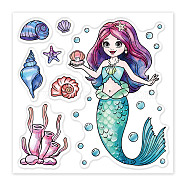 PVC Sakura Stamp, for DIY Scrapbooking, Mermaid, 100x100mm(DIY-WH0486-020)