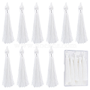 SUNNYCLUE 10Pcs Nylon Tassels Big Pendant Decorations, White, 83~92x9~10mm, Hole: 1.5~4mm(FIND-SC0003-38D)