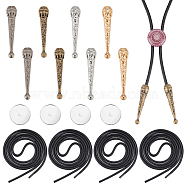 AHADERMAKER DIY Bolo Tie Making Kit, Including Nylon Cords, Alloy Cord End, Blank Zinc Alloy Bolo Tie Round Slider Pack, Mixed Color, 16Pcs/box(DIY-GA0006-12)