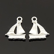 Tibetan Style Alloy Sail Boat Pendants, Cadmium Free & Nickel Free & Lead Free, Silver Color Plated, 20x16.5x2mm(TIBEP-EDD022Y-S-FF)