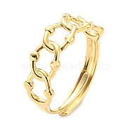 304 Stainless Steel Hollow Oval Adjustable Ring for Women, Real 14K Gold Plated, Inner Diameter: 18mm(RJEW-C016-09G)