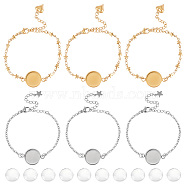 DIY Blank Dome Link Bracelet Maknig Kit, Including 304 Stainless Steel Bracelet Settings, Glass Cabochons, Golden & Stainless Steel Color, Bracetet Making: 140mm, Tray: 14mm(DIY-NB0010-47A)