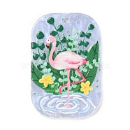 Acrylic Pendants, Rectangle with Flamingo Pattern, Green, 39.5x26x2.5mm, Hole: 2mm(MACR-C020-03A)