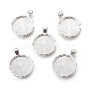 Metal Alloy Pendant Cabochon Settings, Plain Edge Bezel Cups, DIY Findings for Jewelry Making, Silver, Cadmium Free & Lead Free, Tray: 24.5mm, 37x28x6.5mm, Hole: 6x4mm(PALLOY-A15654-S)