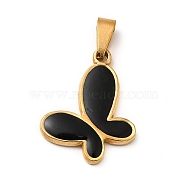 Vacuum Plating 201 Stainless Steel Enamel Pendants, Butterfly, Golden, 25.5x20x3mm, Hole: 7x3mm(STAS-P314-09G)